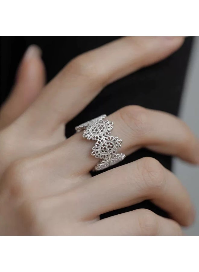Vintage Lace Pattern Sterling Silver Open Ring - Image 1